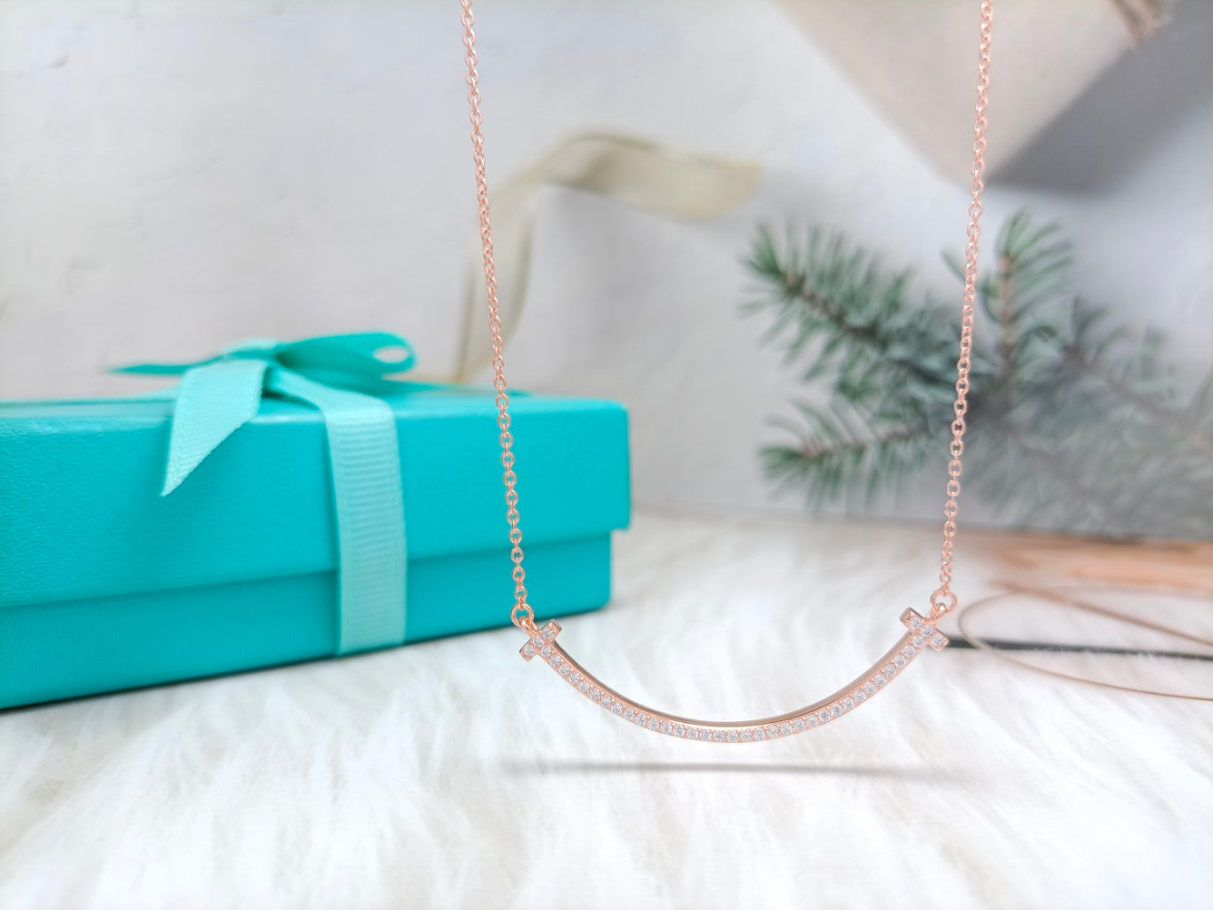 Tiffany Big Smile Pendant Cubic Zirconia Necklace