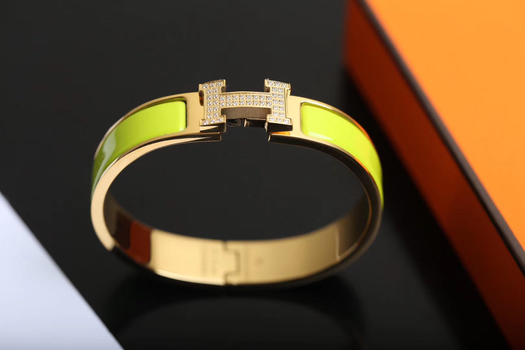 Hermes H Bracelet Gold Cubic Zirconia
