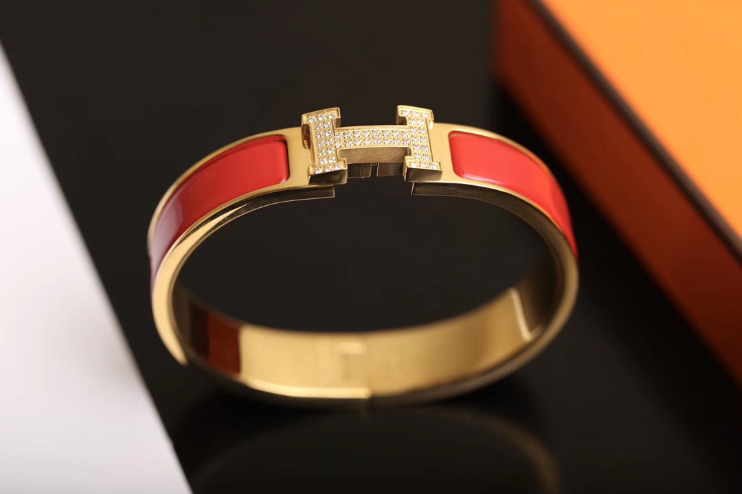 Hermes H Bracelet Gold Cubic Zirconia