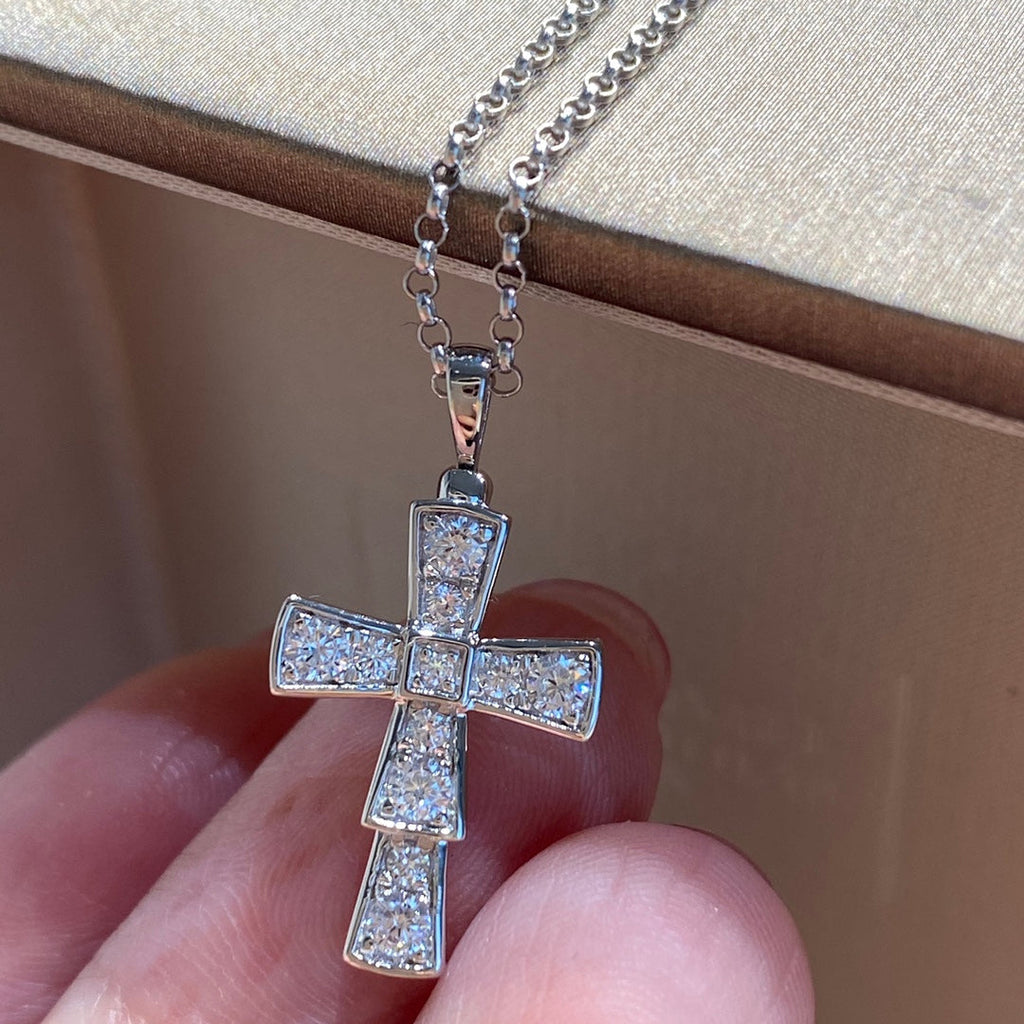 Bvlgari Croce Pendant Cubic Zirconia Necklace