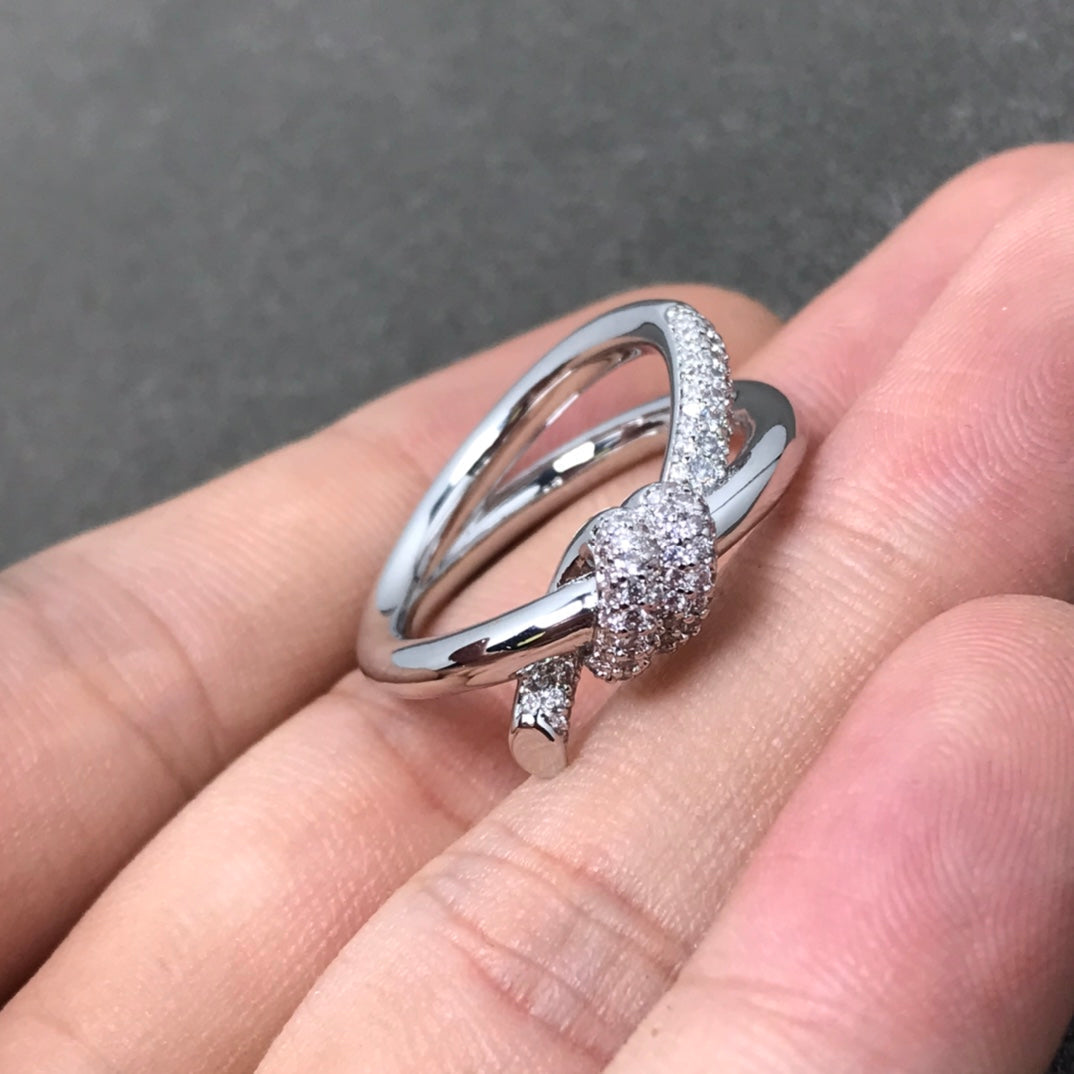 Tiffany Knot Ring Double Row Cubic Zirconia