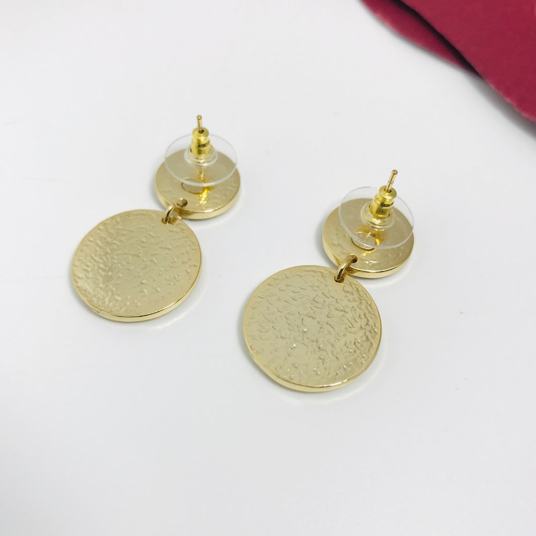 Chanel Double C Black Enamel Gold Drop Earrings