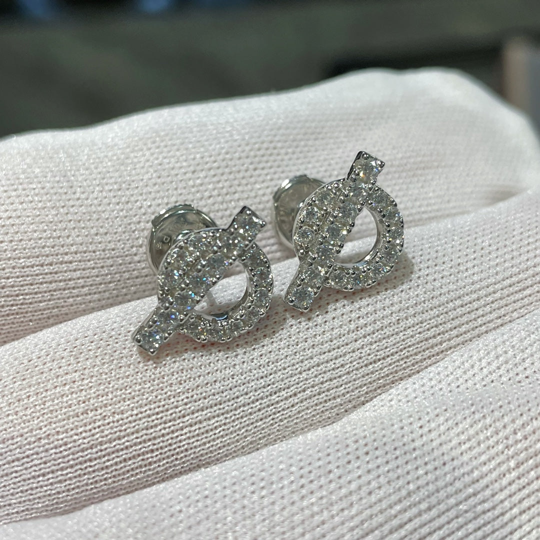 Hermes Echappee Mini Cubic Zirconia Stud Earrings