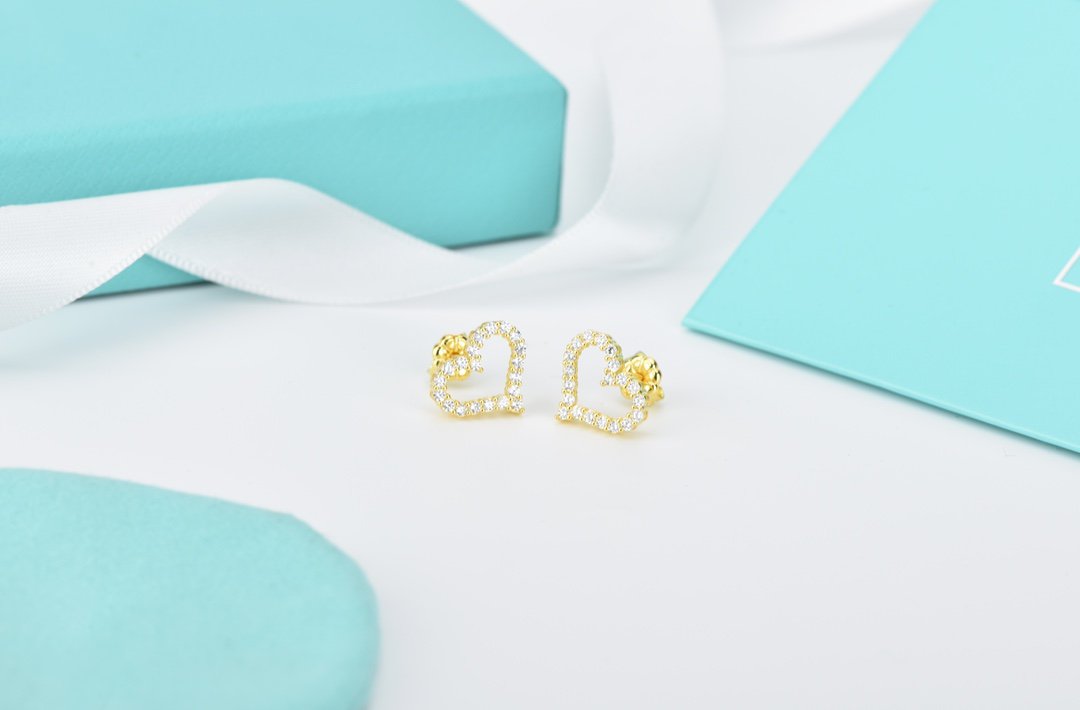 Tiffany Open Heart Stud Cubic Zirconia Earrings