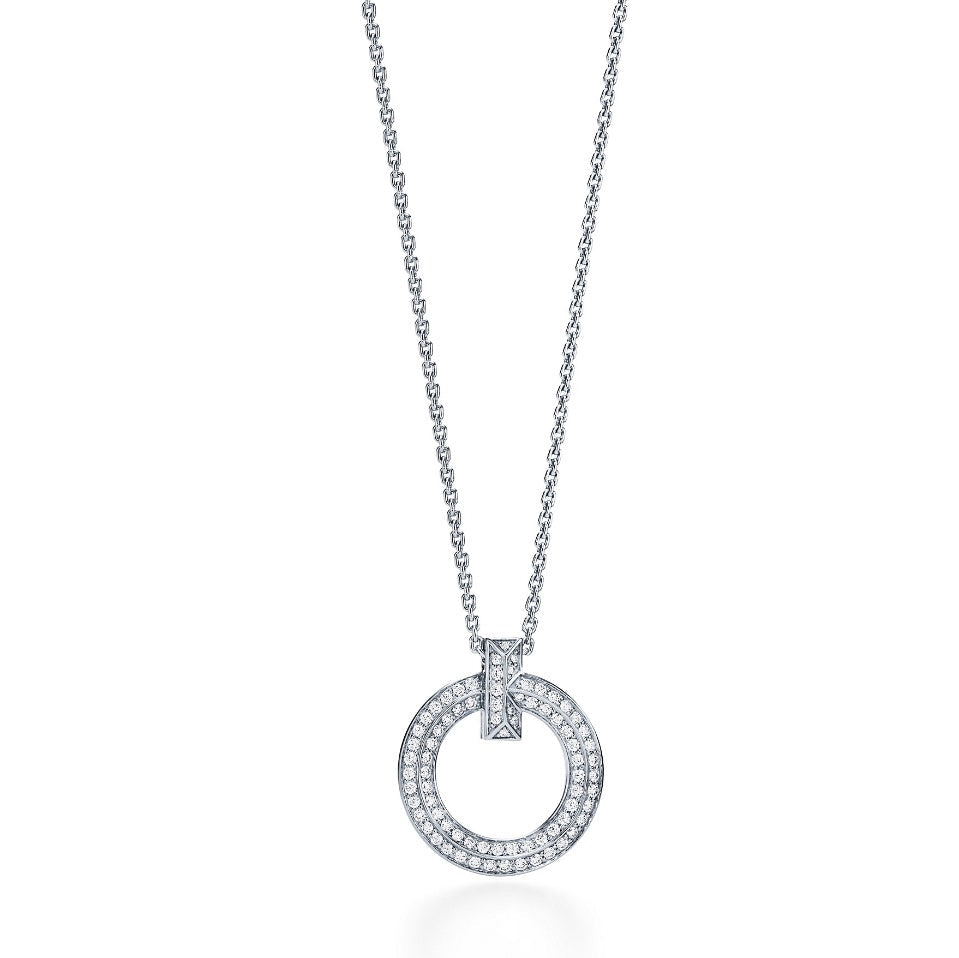 Tiffany T Circle Pendant Cubic Zirconia Necklace