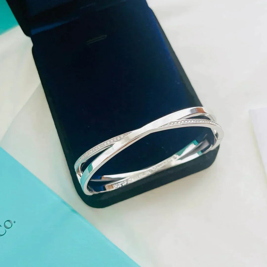Tiffany Narrow Hinged Banglein with Cubic Zirconia Small