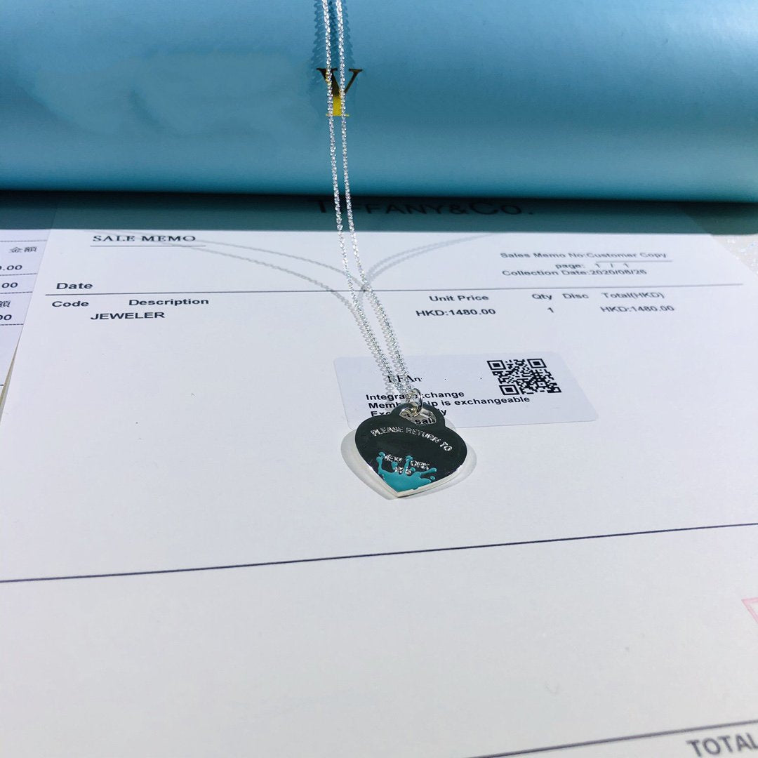 Tiffany Colour Heart Splash Tag Necklace