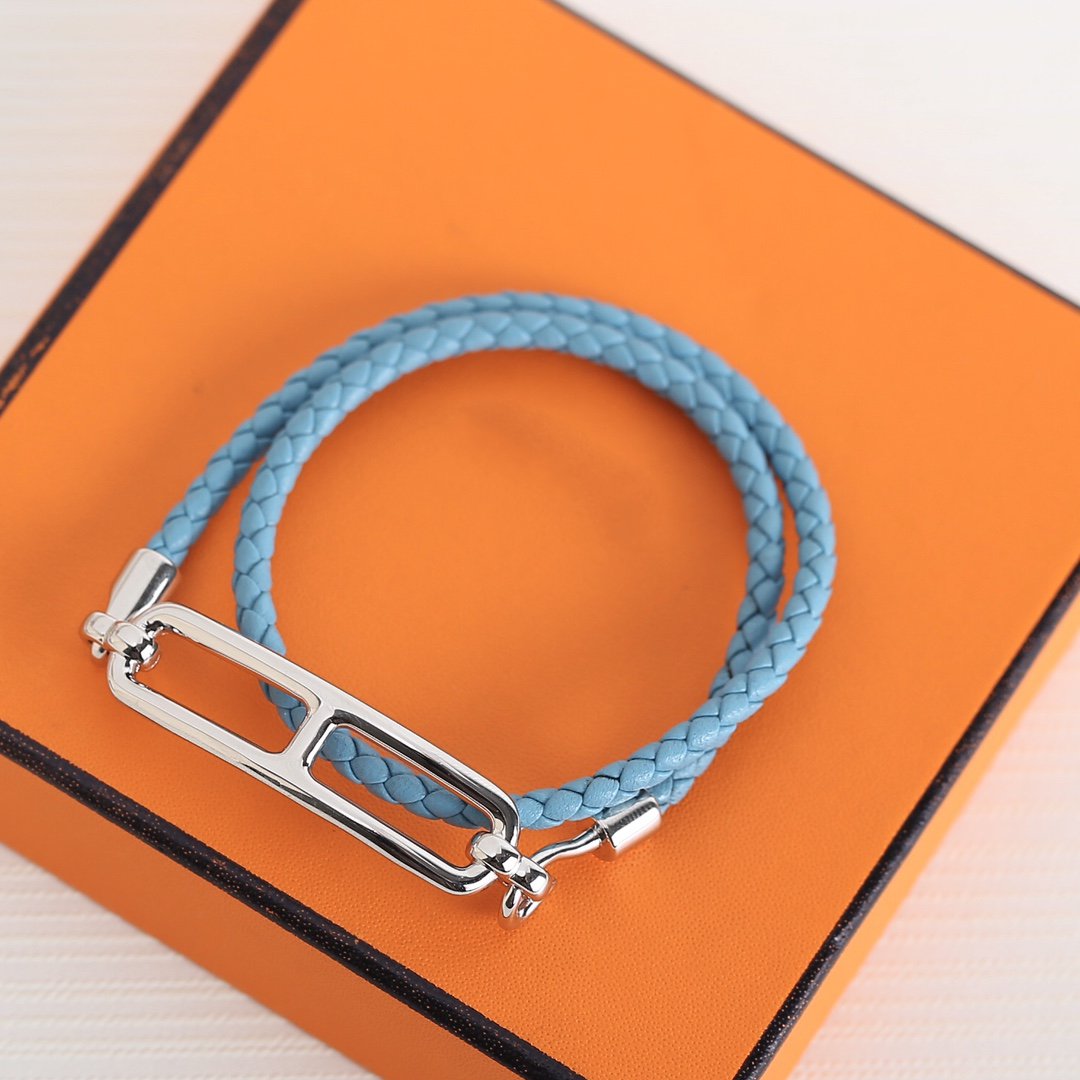 Hermes Toulis Double Tour Silver Bracelet