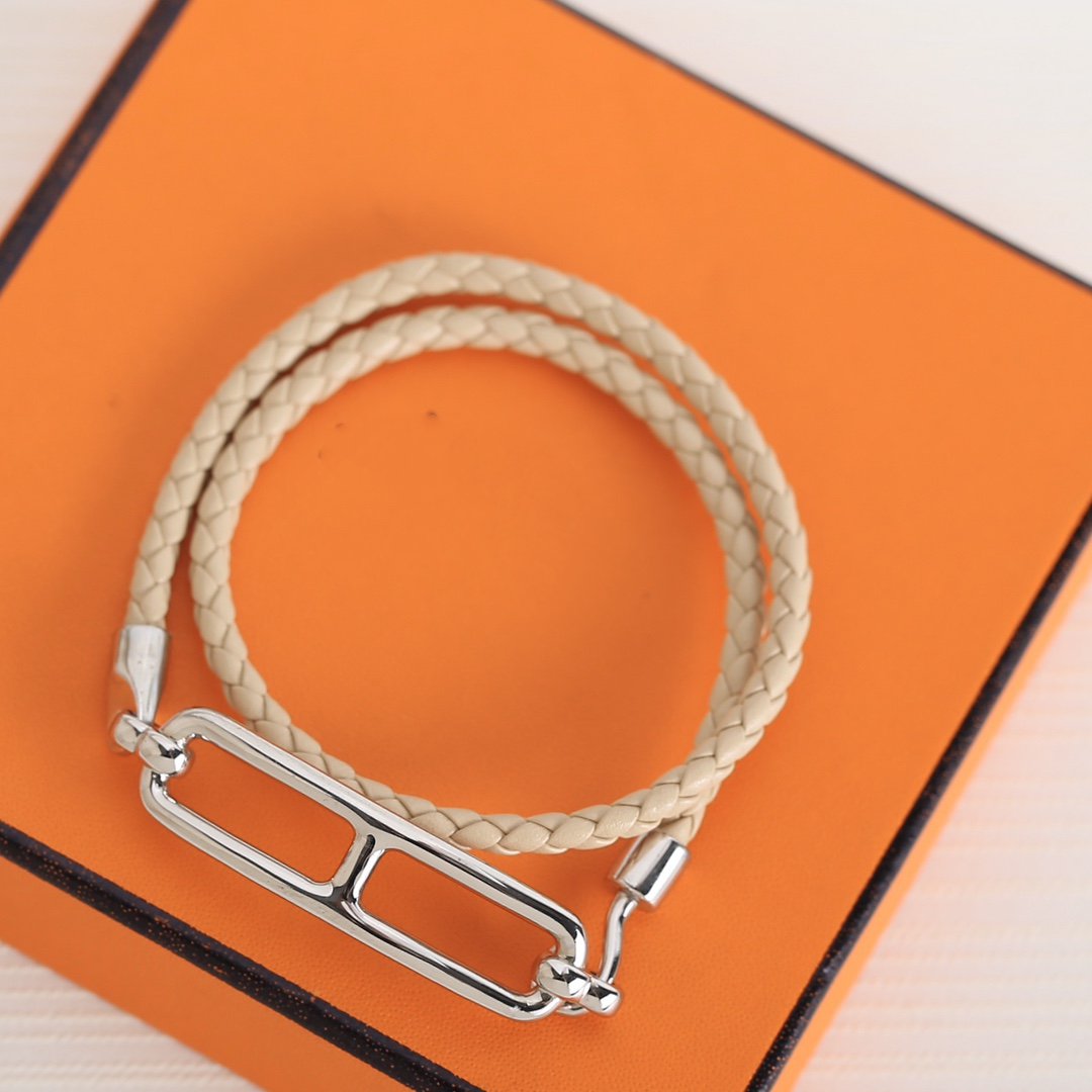 Hermes Toulis Double Tour Silver Bracelet