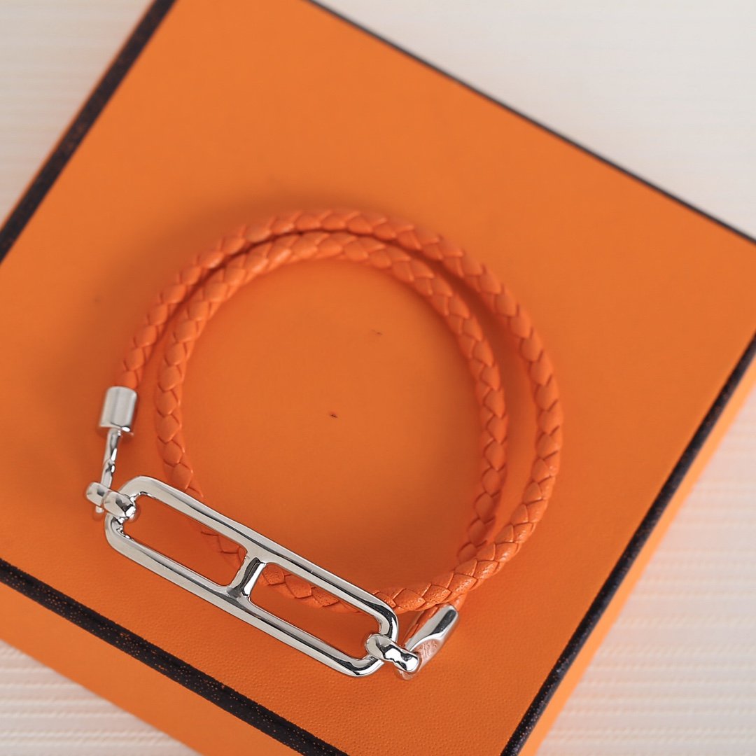 Hermes Toulis Double Tour Silver Bracelet