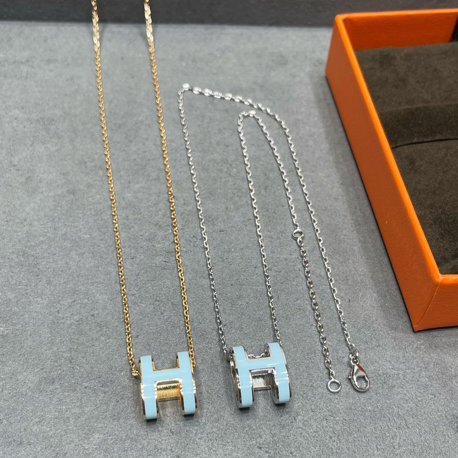 Hermes Pop H Sky Blue Necklace