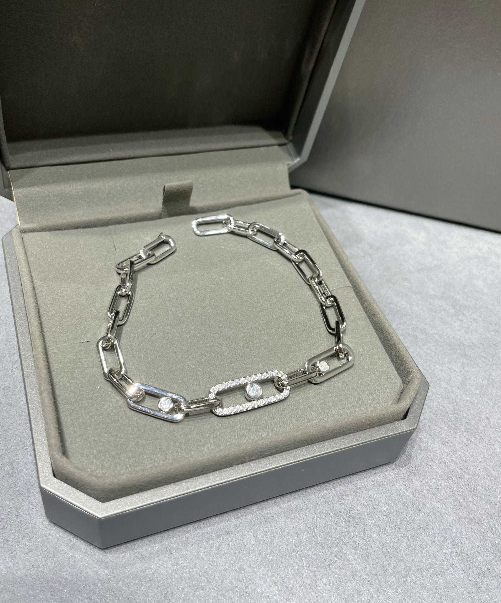 Messika Move Chain Link Silver Cubic Zirconia Bracelet