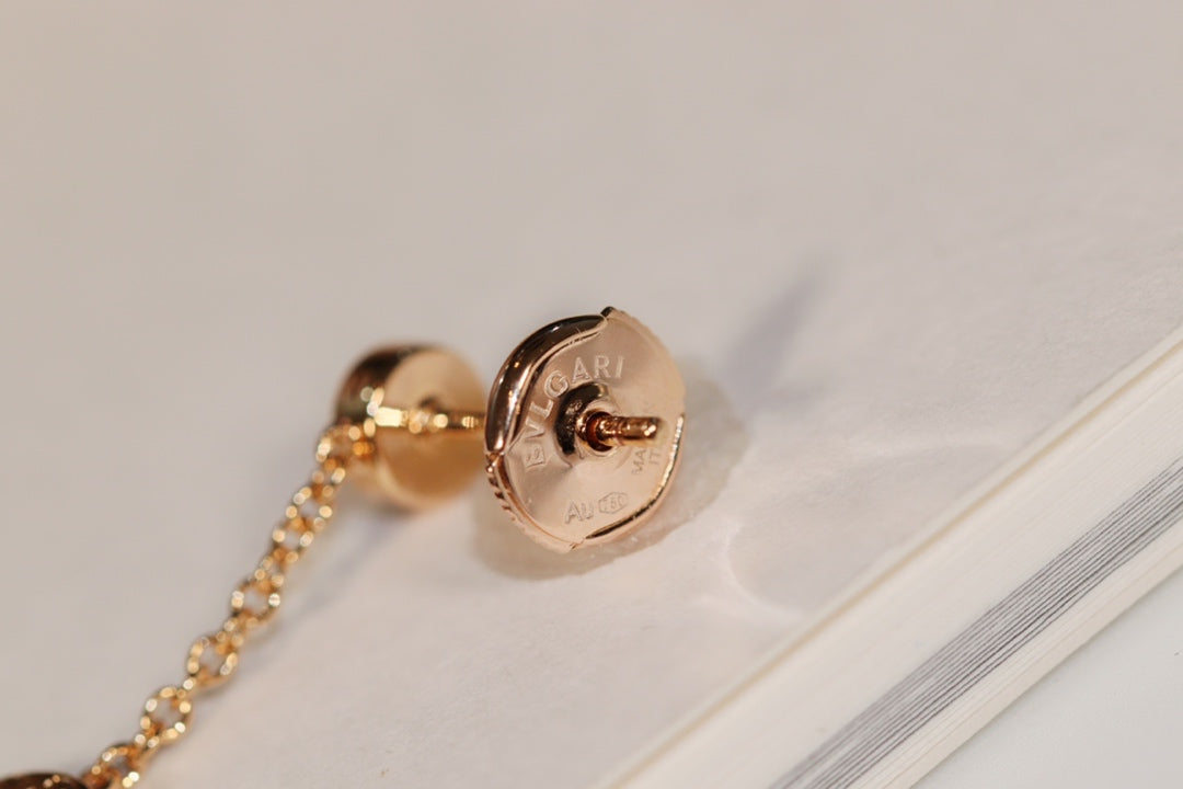 Bvlgari Earrings Drop White Pink Gold