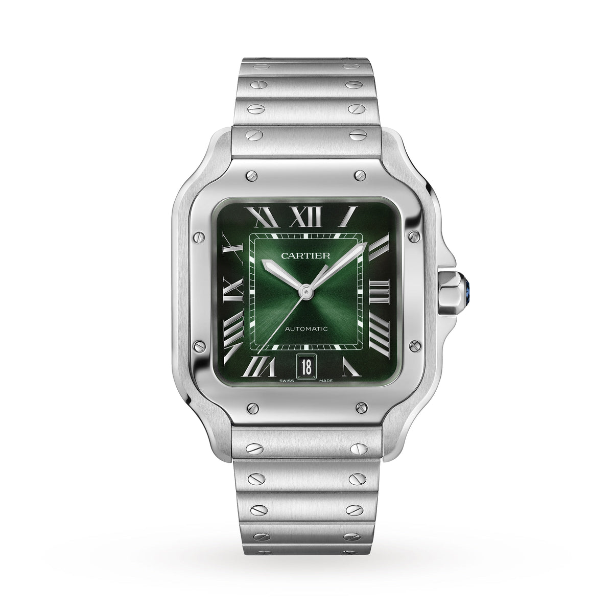 Santos de Cartier Large Model Watch - 40mm, Steel, Green Dial
