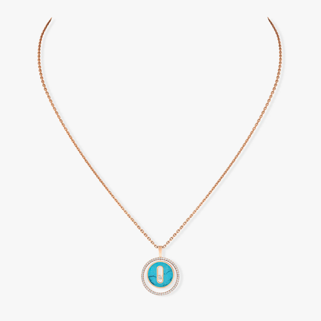 Messika Lucky Move 1 Cubic Zirconia Turquoise Pink Gold Necklace