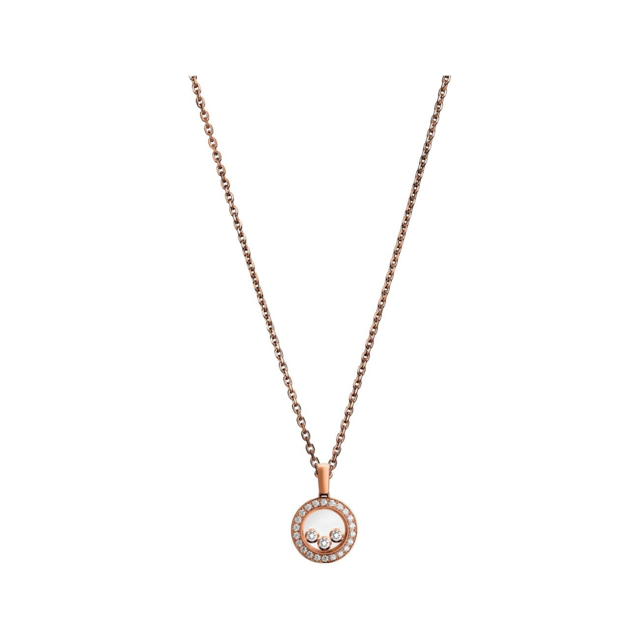 Chopard Happy Heart Cubic Zirconia Pink Gold Necklace