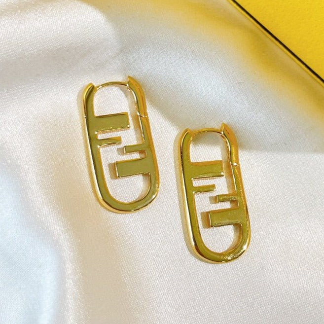 Fendi F O'Lock Gold Earrings