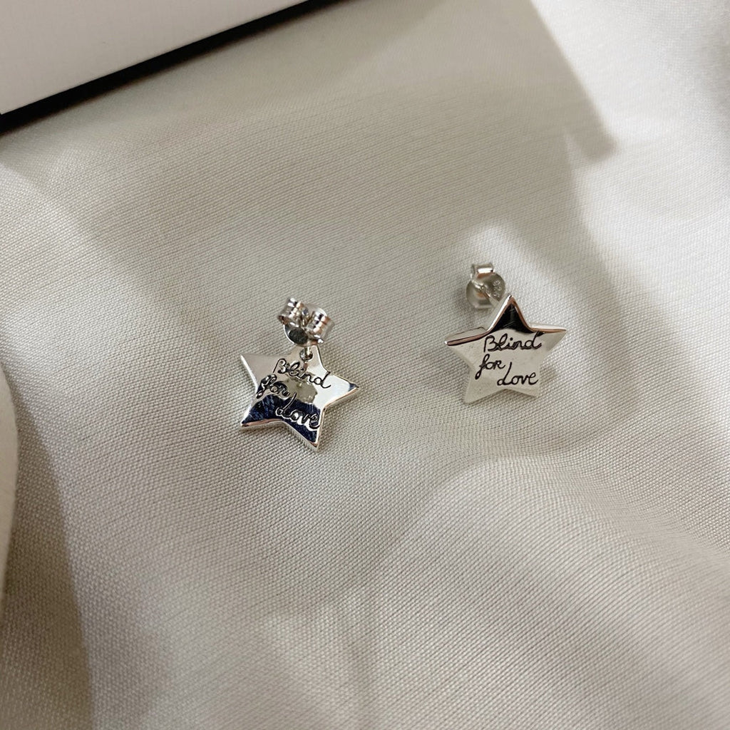 Gucci GG Silver Blind for Love Star Earrings