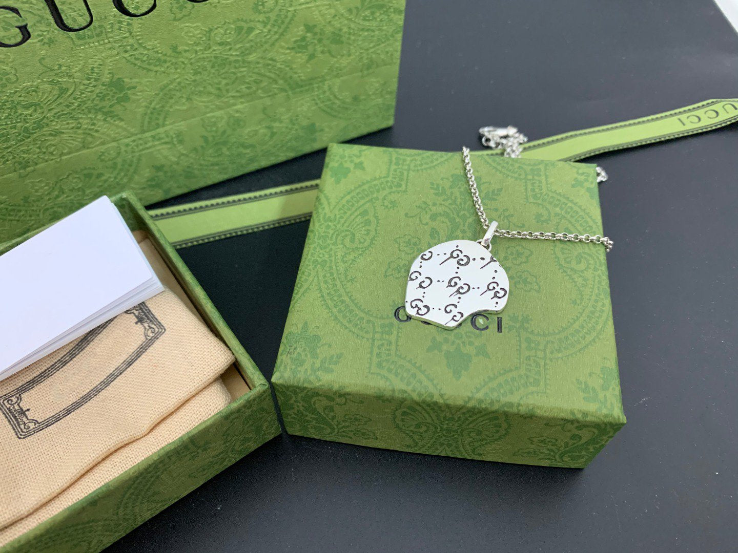 Gucci GG Skull Red Enamel Necklace