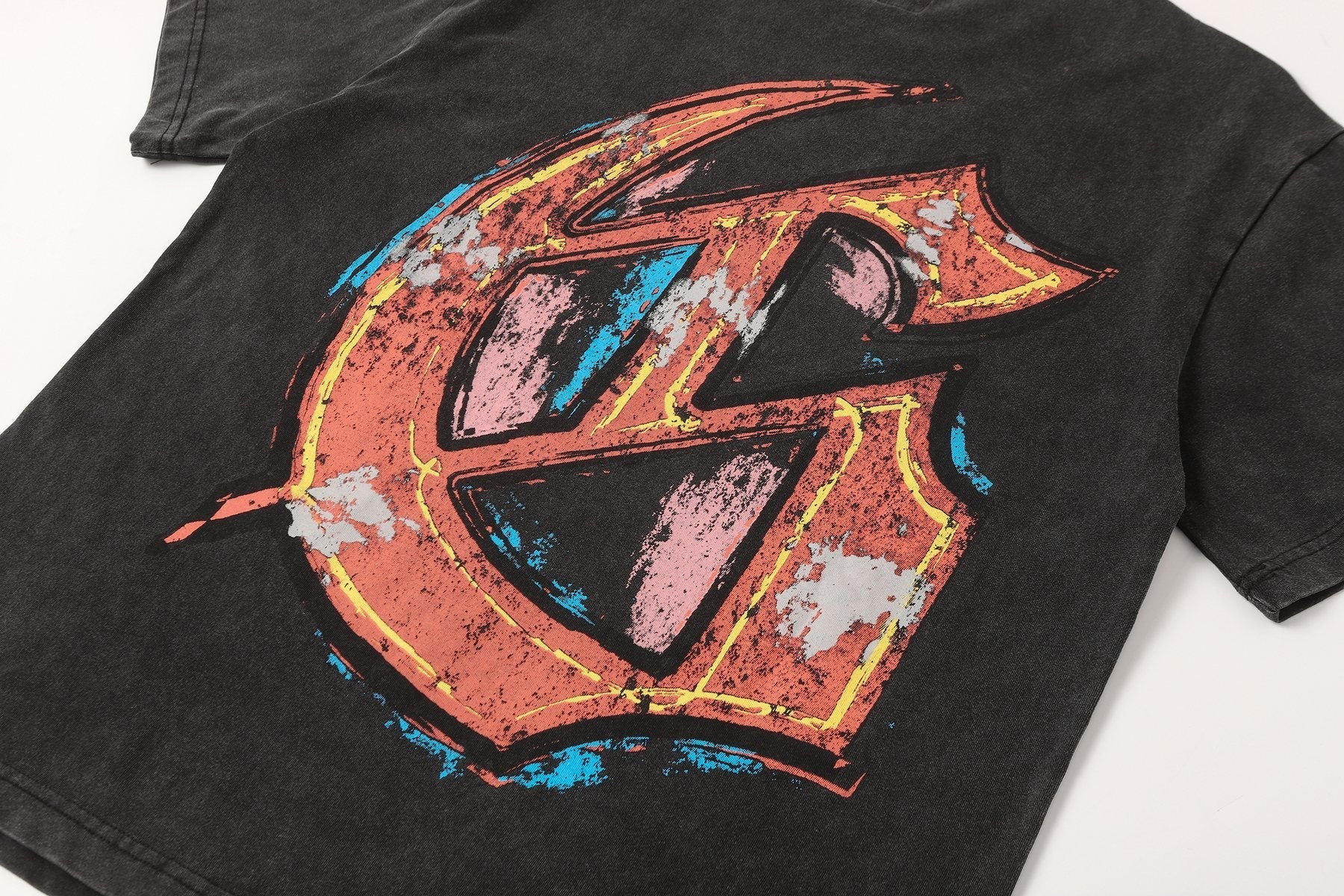 Godspeed Washed Black Skull Car Graphic T-Shirt — detail