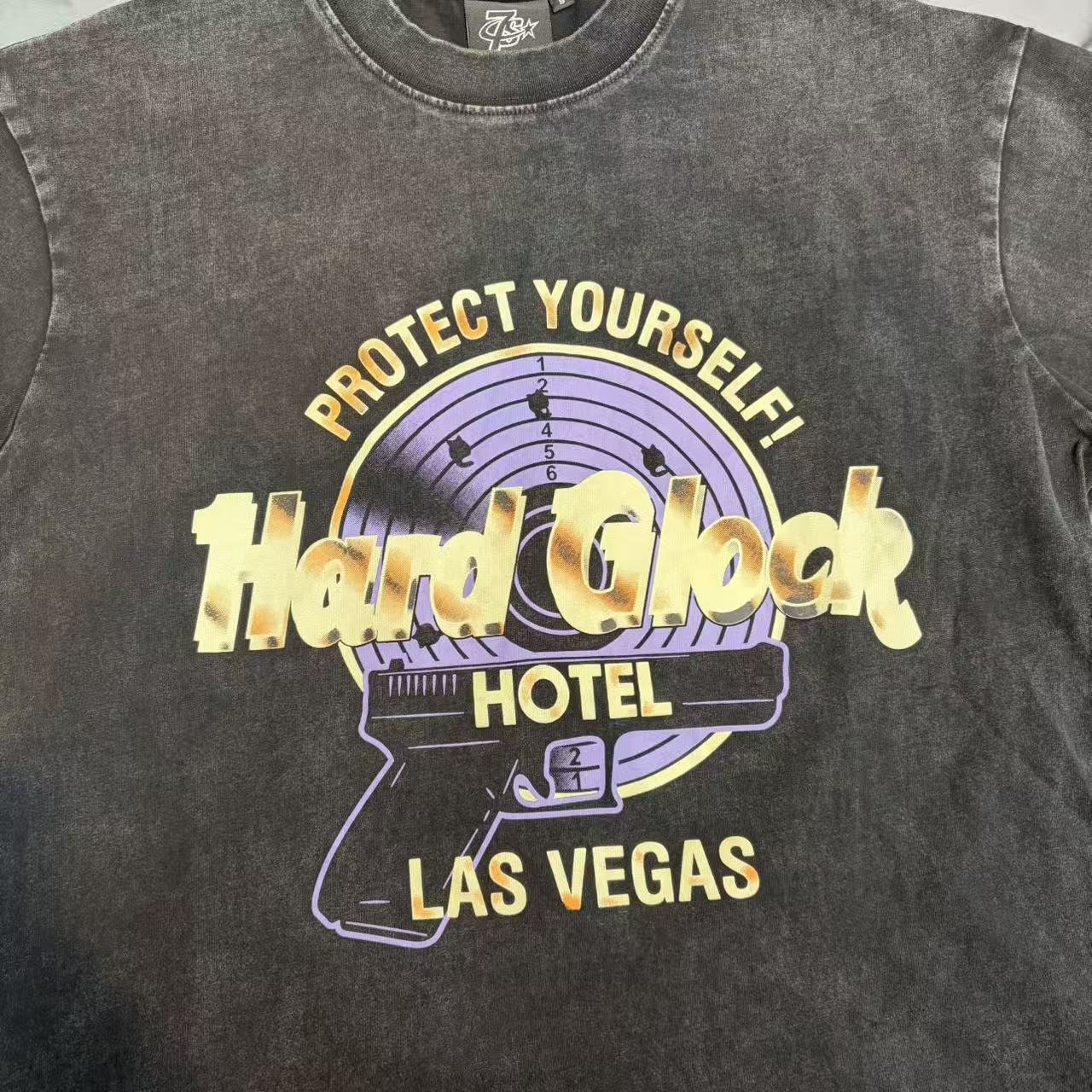 TRIPLE SEVENS Hard Glock Hotel Las Vegas Washed Graphic T-Shirt — detail