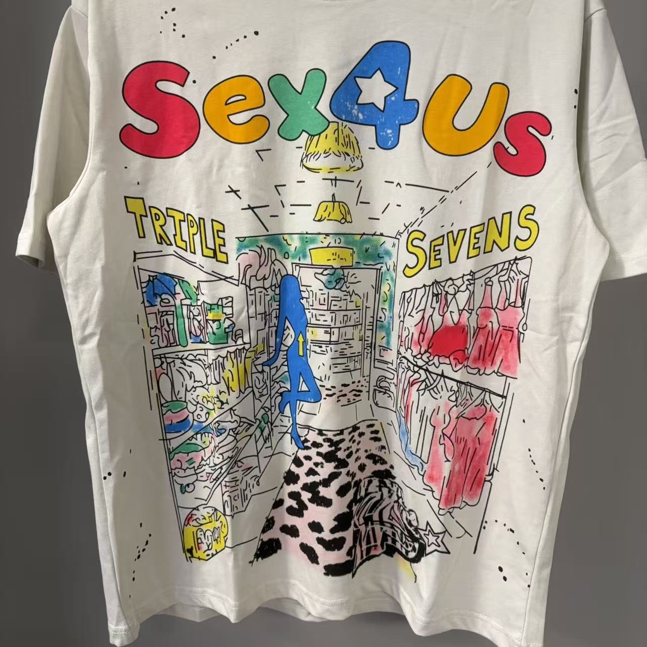 TRIPLE SEVENS Front & Back Graphic T-Shirt — detail