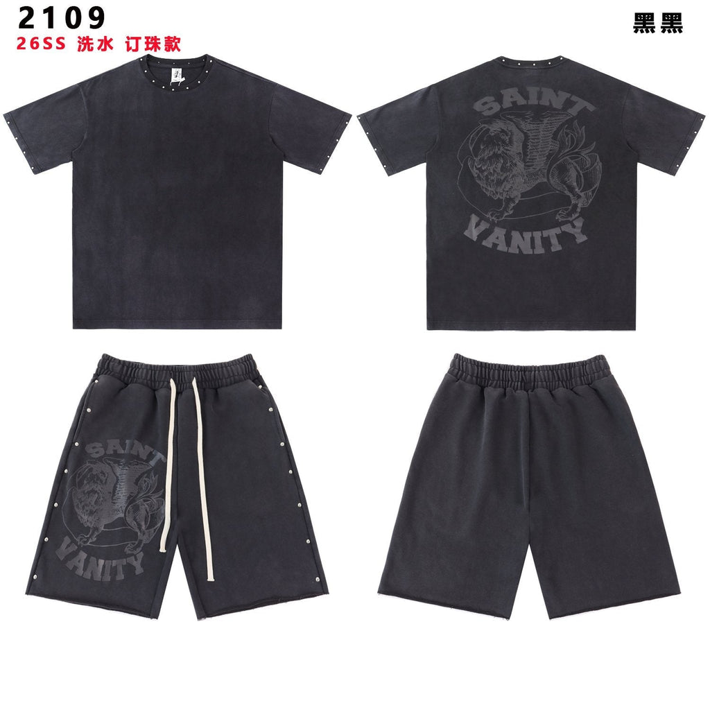 SAINT Vanity Lion Graphic Short-Sleeve Set — front
