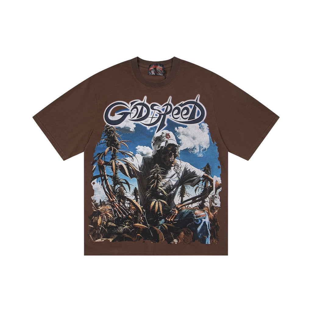Godspeed It's Legalized Skeleton Palm Graphic T-Shirt — front