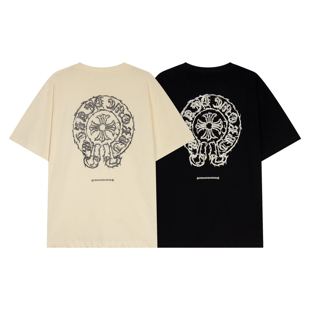 Chrome Hearts Sanskrit Horseshoe Cross Graphic T-Shirt — comparison