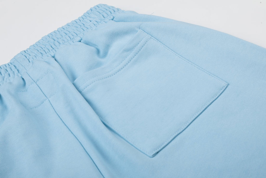Sp5der Raised Graphic Raw Hem Shorts — detail