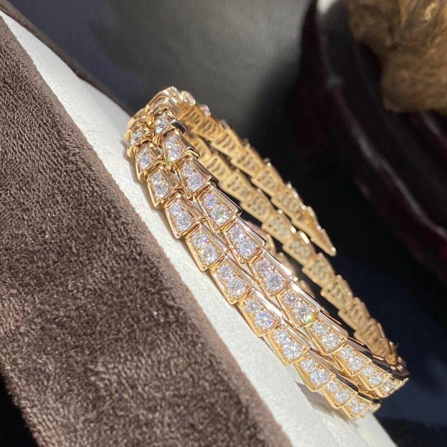 Bvlgari Serpenti Bracelet Gold Cubic Zirconia Double Row