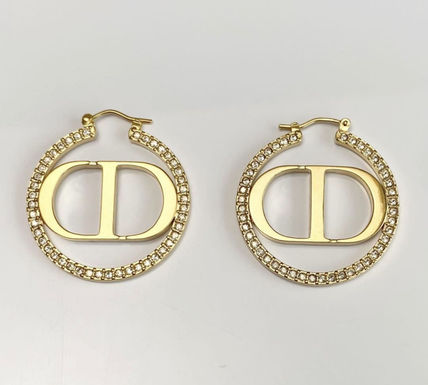 Dior CD Earrings Gold Cubic Zirconia 33MM