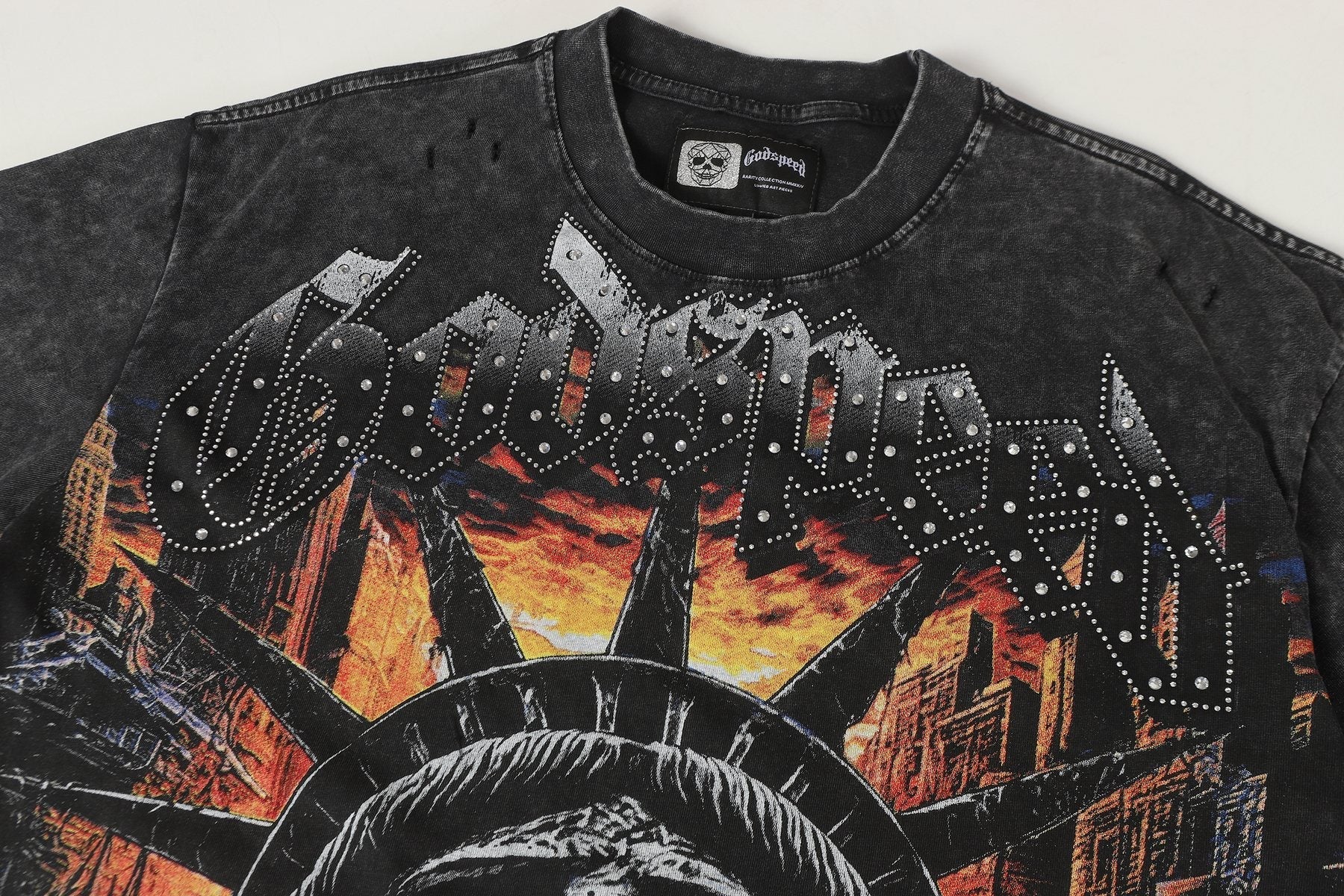 Godspeed Statue of Liberty Graphic T-Shirt — detail