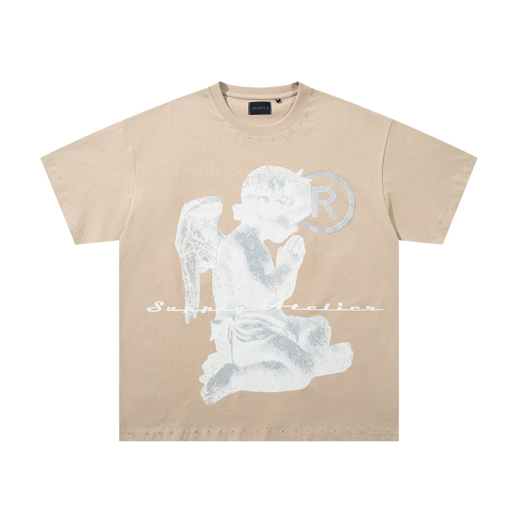 SUPPLY TEE Stud-Trim Flame Graphic T-Shirt — front