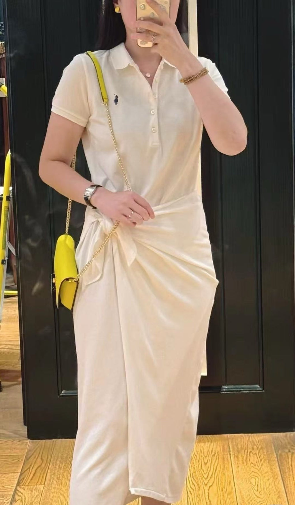 Test2-Ralph Lauren White Tie-Waist Polo Dress — detail